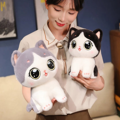 Cute kitten plush toy with large eyes