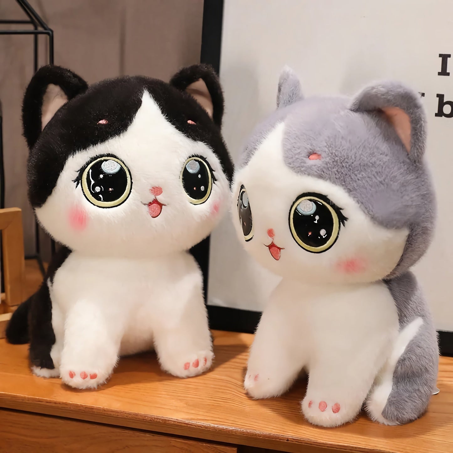 Cute kitten plush toy with large eyes