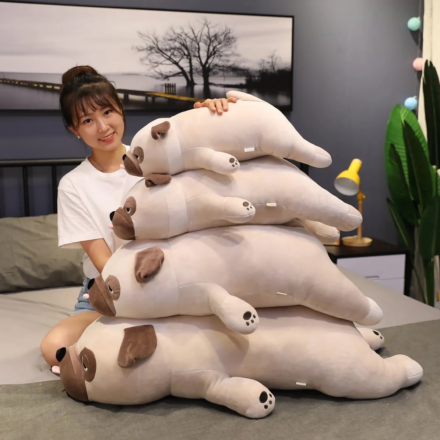 Lazy Pug Loaf Plush Toy