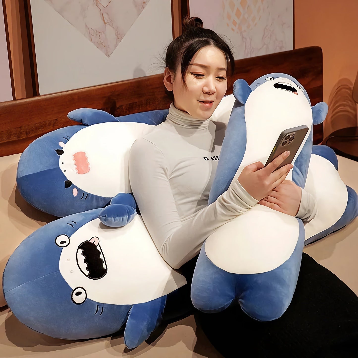 Mood Sharks, long plush sea friends